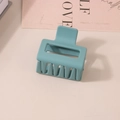 Minimalist rectangle matte grey blue hair claw clip for thick hair on a beige background - Bulk/5cm / Teal