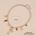Mixed dopamine style necklace with gold bear and star pendants in stainless steel - Irregular Melted Heart Style (5# Irregular Heart)