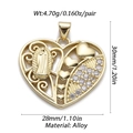 Colgante de corazón en aleación con circonitas y figura religiosa, 30mm x 28mm - Virgen María de Corazón