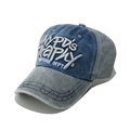 Bordado detallado de NYPD's Happy en una gorra de béisbol vintage de estilo lavado - M (56-58cm) / Azul y Gris (B)