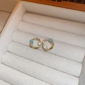 Orecchini a perno a corona di fiori con cristalli colorati e finitura in oro vintage - Stile Corona in Pietra Preziosa Colorata (55#) / Multicolore