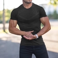 T-shirt sportiva da uomo nera slim fit con trama in mesh traspirante e elastica - S / Grigio Scuro