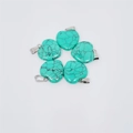 Set of five heart-shaped turquoise stone pendants with silver metal clasps for DIY jewelry - Synthetic Turquoise