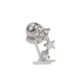 Silver 20G stainless steel helix earring with pave cubic zirconia star design - Full Zirconia Pentagram