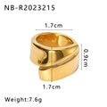 Makroaufnahme des vergoldeten Edelstahlrings mit Maßangaben und technischen Spezifikationen - US 7 / Goldener unregelmäßiger Wickelstil (NB-R2023215)