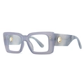 Modern square sunglasses in lavender marble finish with elegant golden metal accents - Blue Gray Frame Clear Lens (C12)