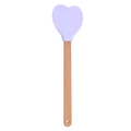 Purple heart-shaped silicone spatula with beech wood handle and convenient hanging hole - Heart / Purple