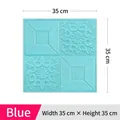 3D foam self-adhesive wallpaper in cyan blue with embossed floral pattern, 35x35cm size - Light Blue