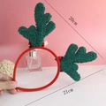 Christmas deer antler headband in red and green colors with wool texture and dimensions - Green Reindeer Antlers Headband