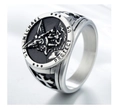 Saint Michael Archangel ring in silver 316L stainless steel with religious engraving - US 7 / Steel Color Blackened (09203-2)