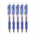Pack of 5 retractable blue ink pens with clear barrels and comfortable rubber grips - Single Pen / Blue