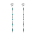 Bohemian silver drop earrings with turquoise bead chains in a minimalist vertical style - Silver Teal Bead Style (KE109143-Z)