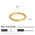Anillo minimalista de acero inoxidable dorado con diámetro 16mm y propiedades impermeables - Banda Lisa Redonda Minimalista Dorado Talla 6 (NB-R24246-6号)