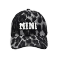 Adjustable baseball cap featuring gray leopard print and white MINI chenille embroidery - MINI Style / Grey Leopard