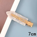 Detailaufnahme einer 7 cm weißen Marmor-Haarklammer mit goldenem Metall-Basis-Clip - Weißer Marmor (Acetat 1#) / 7cm