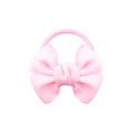 Pink ribbed ribbon bow hair tie for girls with elastic ponytail holder band - Light Pink