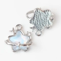 Detailed view of silver star and planet charms with iridescent opal and zircon stones - Silver Base Blue