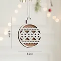 Nordic white wood Christmas tree ornament with wave pattern and round hollow design - Christmas Ball