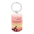 Stainless steel keychain for daughter with sunset mother and child silhouette design - CW0063 Mom Sunset Silhouette