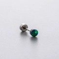 Ohrstecker aus Titanstahl mit blau-grünem Opal und praktischem Schraubverschluss - Runder Grüner Opal Stil (A40-6#)