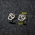 Cute hollow bunny rabbit ear studs in stainless steel measuring 6mm by 7mm - Rabbit (065) / Steel
