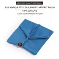 Sacchetto per gioielli in raso blu 9,5x9,5cm con coulisse e perla in legno scuro - Blu di Alta Qualità / 9.5*9.5cm
