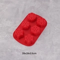 Molde de silicona roja con 6 copos de nieve para repostería y dulces, 28x18x3,5 cm - YH307-Rojo 6 Cavidades Copo de Nieve