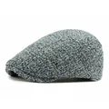 British style newsboy cap featuring blue and grey tweed blend fabric for men and women - 55-59cm Adjustable / Blue