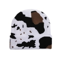 Stylish cow print knitted beanie in black and white for winter warmth and fashion - Coffee Cow Print