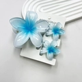 Three-piece set of gradient blue and white flower hair claws in resin material - White Background With Blue Core (including Cards)