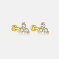 Minimalistische S925 zilveren oorknopjes in goud met drie witte zirkoonstenen in driehoek - 925 zilver / 18K Goud (Witte Zirkonia)
