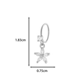 Silver flower-shaped hoop earring with zircon petals and dimension measurements - 21# Silver