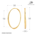 Medidas detalladas de los grandes aros de plata de ley 925 dorada con especificaciones - Dorado (Plata 925 Chapada en Oro Amarillo)