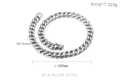 15mm silver stainless steel Cuban link necklace for men, 600mm length and 223g weight - Steel Color (KN18961-BD)