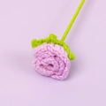 Handmade crochet rose in pink-purple yarn with green stem for gifts and decoration - Purple Bubble Rose Single Stem (flower Head 3.5cm)