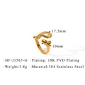 Technische weergave van 18K vergulde golvende open ring met afmetingen en materiaal - Verstelbaar Open / Goud (HF-J1567-G)