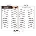Waterproof 6D eyebrow tattoo stickers in model Black-12 showing 10 pairs on a sheet - 12 (9 Pairs) / Black