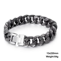 Pulsera retro de acero inoxidable para hombre con grabado floral de 13x220mm - 19cm / Estilo D (KB112528-BD)