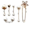 Set of 6 golden pearl brooches and waist adjusters in various sizes from 3.5cm to 7.5cm - No. 43 6-Piece Set
