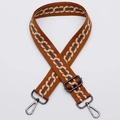 Adjustable brown canvas replacement strap with white geometric pattern and metal hooks - No.316 Brown Chain - Gunmetal Hook