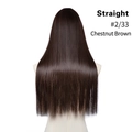 Straight chestnut brown U-part hair extension piece in shade #2/33 shown from the back - 24 inch / Chestnut Brown (#2/33)