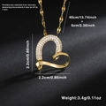 Collana con pendente a cuore dorato con cristalli di zircone e misure dettagliate - Cuore Intrecciato Cavo (XL10841)