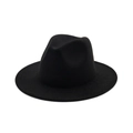 Vista superior del sombrero fedora de fieltro negro con detalle de copa y ala ancha - Negro