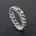 Silver-toned 15mm matte brushed stainless steel Cuban link chain bracelet with clasp - Antique Silver (KB170064-KJX)