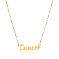18K gold plated stainless steel Cancer zodiac necklace with elegant script pendant - Cancer / Gold
