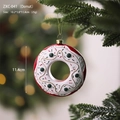 Christmas donut tree ornament in red with white frosting and golden hook 10cm - Donut