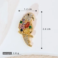 Golden parrot pendant with colorful gemstones and dimensions 2.6 cm by 1.2 cm - Multicolor Zirconia Parrot
