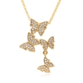 Gold plated butterfly pendant necklace with sparkling clear cubic zirconia stones - F232