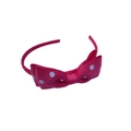 Pink polka dot bow headband made of ribbed grosgrain ribbon for girls and children - Rose Red Polka Dot