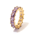 Titanium steel eternity ring with gold plating and square purple zircons - Gold - Purple Zirconia